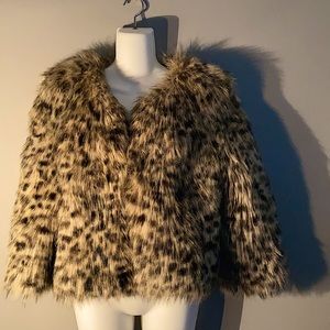 Faux fur animal print jacket